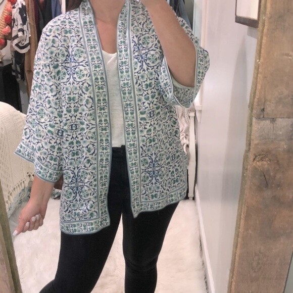 Max Studio size small blue & green cardigan - Picture 2 of 5